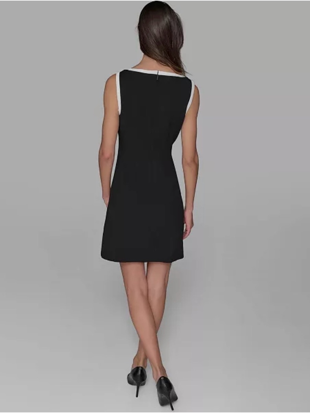 Karl Lagerfeld Black Dress with White Trim Shift - Picture 3 of 3